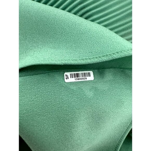 VERONICA BEARD Alexa Bow Plissé Halter Top in Agate Green 4 - Picture 7 of 10